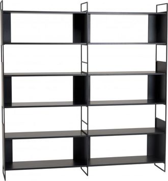 Macabane Estantería de 10 estantes y 5 niveles negra con patas de metal