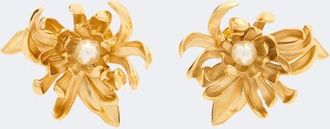 Oscar De La Renta Pendientes Chrysanthemum con perlas decorativas