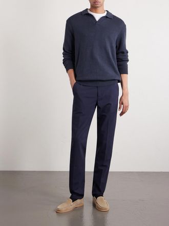 Eleventy Slim-Fit Tapered Stretch-Wool Flannel Trousers