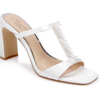 Badgley Mischka Pacifica Block Heel Sandal in Ivory Satin at Nordstrom, Size 6.5