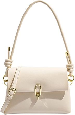 Generic Medium Flap Crossbody Bags for Women Vegan Leather Purse Handbag with 2 Removable Straps Fashion Shoulder Bags (White)
