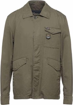 Herno Mens Patch Detail Jacket In Dark Military Green