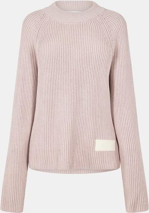 Ami Womens Ami Paris Crew Neck Raglan Sleeve Sweater in Powder Pink - Size 16 UK