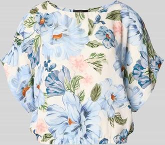 Oui Bluse aus Viskose-Mix mit U-Boot-Ausschnitt in Hellblau Melange, Gr&ouml;&szlig;e 34