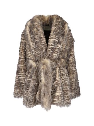 Entire studios Textured Faux Fur Jacket With Striped Pattern