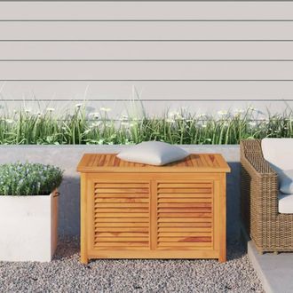 Berkfield Home Garden Storage Box with Bag 90x50x58 cm Solid Wood Teak in Brown | Size: 90 x 50 x 58 cm
