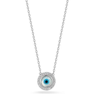 Glaze Jewelry Cubic Zirconia & Mother-of-Pearl Evil Eye Pendant Necklace in Silver at Nordstrom Rack