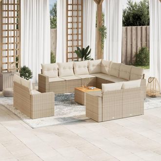 vidaXL Set De Sof&aacute;s De Jard&iacute;n 12 Pzas Y Cojines Rat&aacute;n Sint&eacute;tico Marr&oacute;n Vidaxl