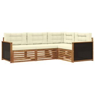 vidaXL Conjunto De Sof&aacute;s De Exterior 4 Pcs Natural Y Crema Vidaxl