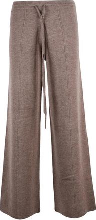 Suncoo Wijde broek - Dames - Wijde Broeken - Bruin - M - Wol - Broeken