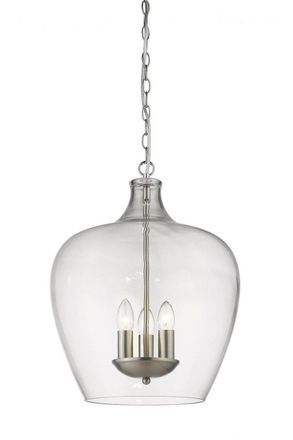 Netlighting Nell 3 Light Satin Nickel Dome Pendant Ceiling Light in Grey