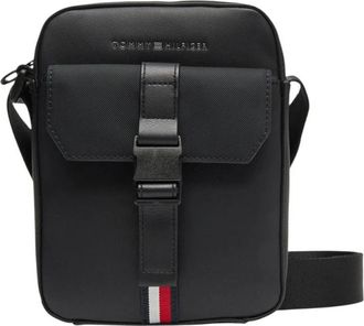 Tommy Hilfiger Tassen, Heren, Zwart, ONE Size, Heren Zwarte Tas met Ritszakken