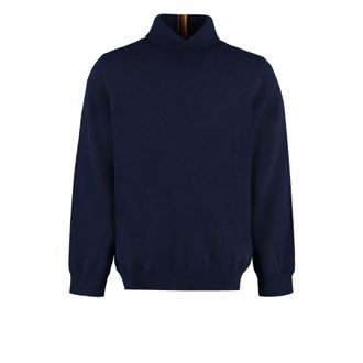 Paul Smith Cashmere Knitwear, male, Blue, Size: XL M1R-280Y Cashmere Turtleneck Sweater