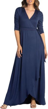 Kiyonna Meadow Dream Maxi Wrap Dress in Nouveau Navy at Nordstrom, Size X-Small