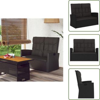 vidaXL The Living Store Panca da Giardino Reclinabile con Cuscini 118cm Polyrattan Nero - Cuscino per panca