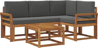 vidaXL Conjunto De Sof&aacute;s De Exterior 5 Uds. Natural Y Antracita Vidaxl