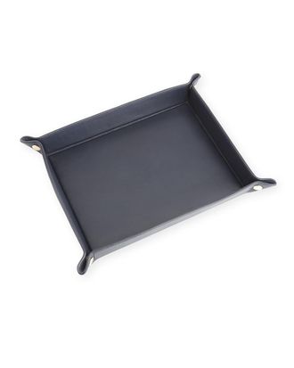 Royce Leather Monogrammed Large Catchall Leather Valet Tray, Personalized