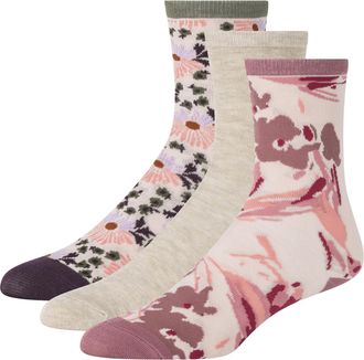 Ted Baker Womens 3 Pack Pattern Crew Dress Socks, Ivory, OS, Blackberry/Oatmeal/Messa Rose, One size
