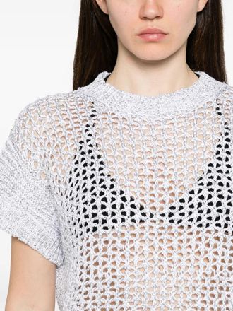 PANICALE Womens Open-Knit Short-Sleeve Sweater Ss26 W