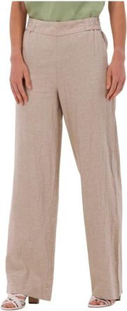 Fiveunits Wijde Broek Linea 763 Zand - Dames - Wijde Broeken - Beige - XL - Broeken