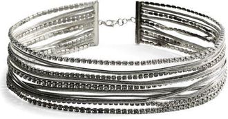 Mango Combined Crystal Choker Necklace in Silver at Nordstrom