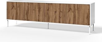 Aquadesign Aparador de 4 puertas en melamina y mdf blanco/roble