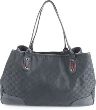 Gucci Sherry Line Black Nylon Leather Tote Bag (Pre-Owned)