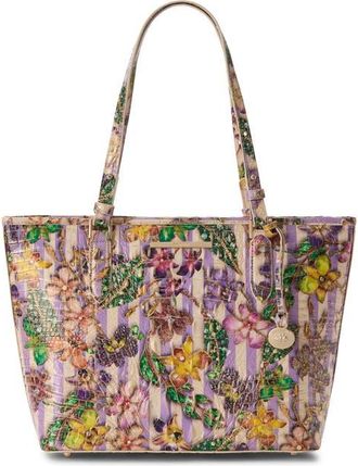 Brahmin Medium Asher Croc Embossed Leather Tote in Pinstripe Petals at Nordstrom