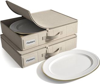 Sorbus 2Pc China Storage Dinnerware Organizers