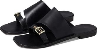 Free People Mila Minimal Sandals Womens Black Leather Square Toe HTAT942