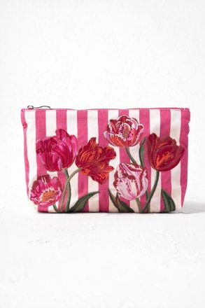 Elizabeth Scarlett Tulip Stripe Cotton Everyday Pouch in Pink at Nordstrom