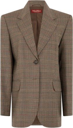 Max Mara Geruite Jas - Dames - Blazers - Veelkleurig - M - Wol - Jassen
