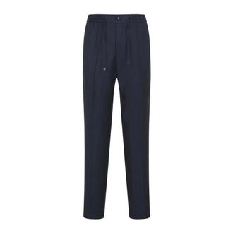 Etro Broeken, Heren, Blauw, M, Wol, Wollen joggingbroek van linnen