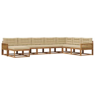 vidaXL Conjunto De Sof&aacute;s De Exterior Con Coj&iacute;n 8 Pcs Natural Y Beige Vidaxl