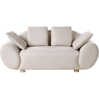Beliani Divano 2 posti in tessuto intrecciato Schienale imbottito Beige chiaro Ringel