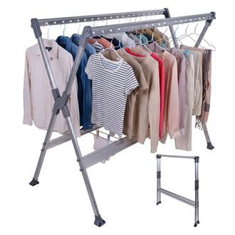 Relaxdays Tendedero Relaxdays, Extensible Y Plegable (al X An X F) 126,5 X 150-250 X 76 Cm, Para Perchas, Plateado