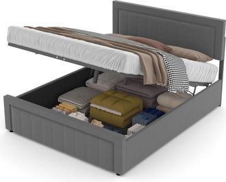 Concept Usine Cama con canap&eacute; abatible 140 x 190 cm en terciopelo gris