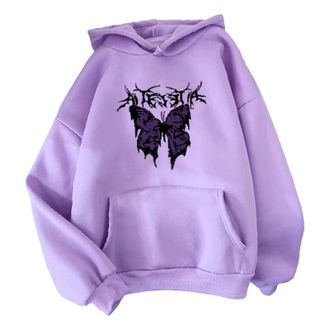 Generic Gifts for Women Sale Clearance Oversized Sweatshirt Women Plus Size Autumn And Winter Ladies Big Butterfly Sweatshirts Dark Colored Sweater Aesthetic 