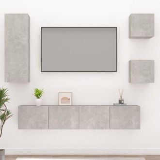 vidaXL Vidaxl - Set De Muebles De Tv 5 Pzas Madera Contrachapada Gris Hormig&oacute;n