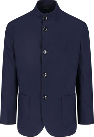Giorgio Armani Blue Virgin Wool Single-Breasted Blazer