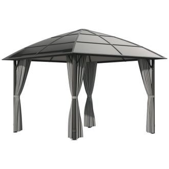 OEM Gazebo In Alluminio Con Tetto In Policarbonato Da Giardino Grigio 3 X 3 M