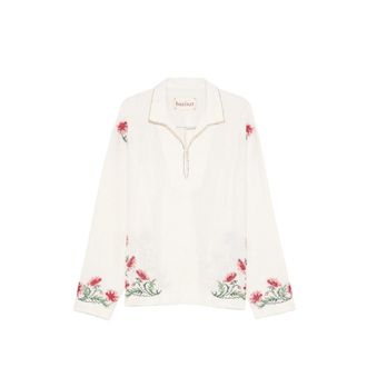 Baziszt Bernie Floral-embroidered Polo Shirt