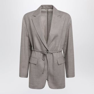 Brunello Cucinelli Double-Breasted Almond Virgin Wool Blazer