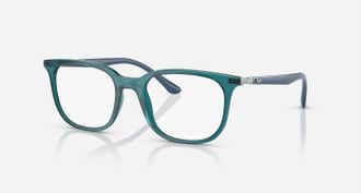 Ray-Ban Womens Rb7211 8206 Optics Pillow Eyeglasses In Polished Transparent Turquoise