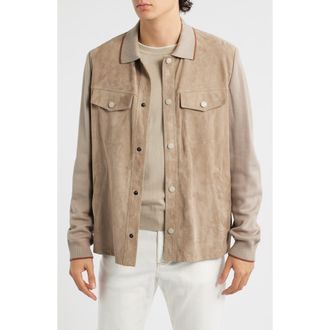 Canali Ultralight Suede & Merino Wool Overshirt in Beige at Nordstrom, Size 40 Us