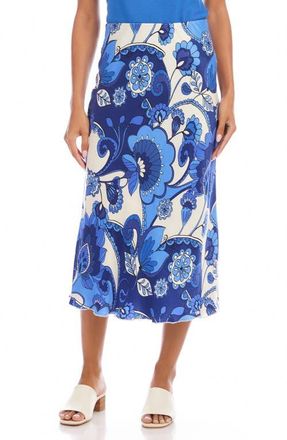 Karen Kane Floral Print Bias Cut Midi Skirt in Blue at Nordstrom, Size X-Small