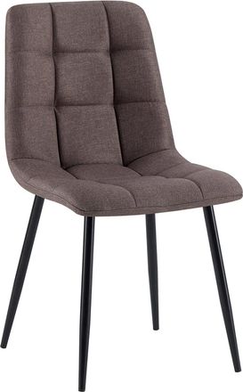 Clp Silla de comedor con patas de metal y asiento de Tela Marrón