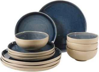 Gibson Home Manila Bay 12-Piece Reactive Glaze Stoneware Dinnerware Set in Blue at Nordstrom