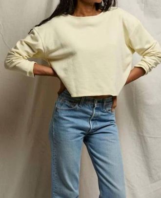 perfectwhitetee Briana French Terry Top In Custard