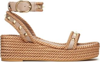 Valentino Garavani Wedges, female, Brown, 5 UK, Rockstud Flatform Sandal